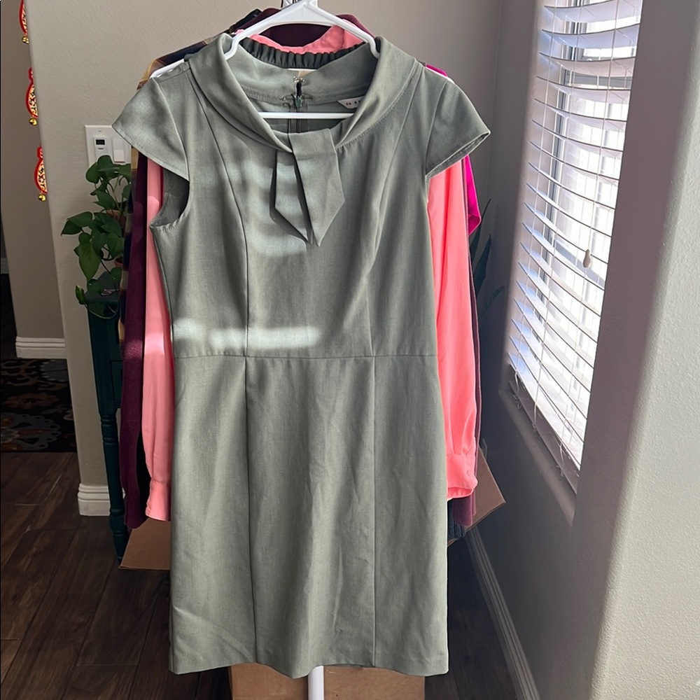 AA Studio Green Sheath Mini Dress with Flutter Cap Sleeves